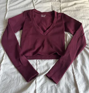 Maroon Urban Outfitters Cropped Long Sleeve thumbnail 1