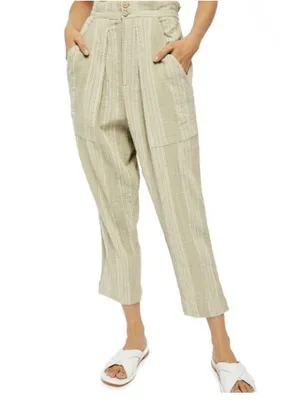 Free People Semi Sweet Cropped Pants in Sage Combo Super High Rise Small thumbnail 1