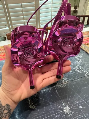 Cape Robbin Magenta Metallic 3D Floral Stiletto Sandals – Size 7.5 thumbnail 6