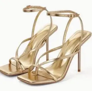 Steve Madden Gold strappy high heel sandals thumbnail 1