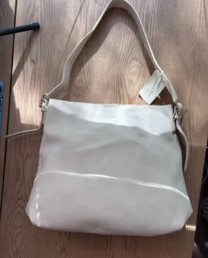 A New Day New Womens Universal Thread Faux Leather Look Handbag Purse Cream 15”x16” w/flaw thumbnail 1