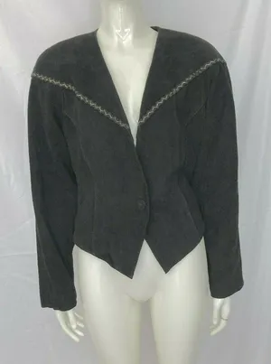 80s Vintage Wilsons Leather‎ Womens Black Moto Suede Jacket Retro Glam Rock - M thumbnail 1