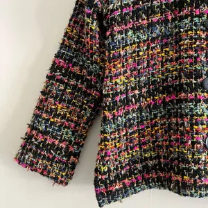 Chicos Tweed Jacket Colorful Textured Woven Blazer Preppy Chic S thumbnail 4