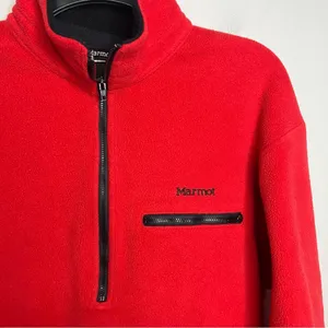 Marmot red fleece‎ half zip pullover made in the USA size medium thumbnail 3