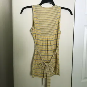 Anthropologie Testament Butter Yellow Stripe Y2K Babydoll Sleeveless Top - Small thumbnail 4