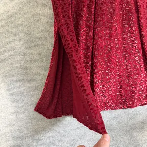 Betsey Johnson Size-XL Midi Dress Burgundy Red Velvet Leopard Print thumbnail 11