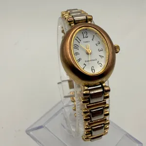 Elegant Vintage Timex Essentials Women's Two-Tone Oval Watch Working New Battery thumbnail 2
