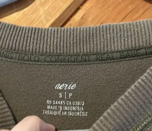 Aerie oversized coziest desert crewneck sweatshirt in hunter green thumbnail 5
