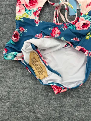 Cupshe Women’s Floral One-Piece Swimsuit - Pink & Blue Size Large thumbnail 9