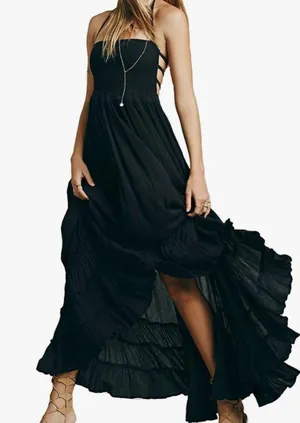 Amazon Black Backless Maxi Dress thumbnail 1