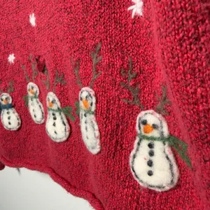 VTG Northern Isles Women Sweater M Red Snowman Snowflake Felted Holiday Festive thumbnail 6
