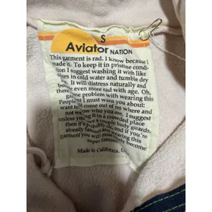 Aviator Nation 5 Stripe Zip Up Hoodie Almond/Neon Size Small‎ thumbnail 9