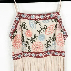 ALTAR’D STATE Cream Spaghetti Straps Embroidered Front Smocked Back Tiered Dress thumbnail 10