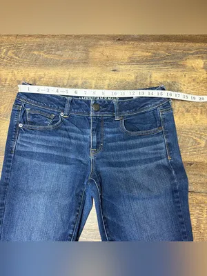 2013 American Eagle Kick Boot Stretch Low Rise Jeans Womens 10 Blue Y2k Flare thumbnail 4