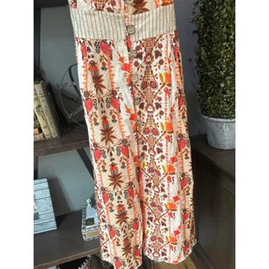 Agua Bendita Goldenrod Button Midi Dress Jazmin Orange Cream Womens Size Large thumbnail 9