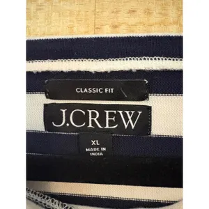 J.Crew Womens XL Navy Blue‎ White Striped Long Sleeve Boat Neck Cotton Tee Shirt thumbnail 2