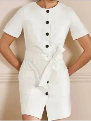 Boden Short-Sleeve Button-Front Tie-Waist Dress thumbnail 1