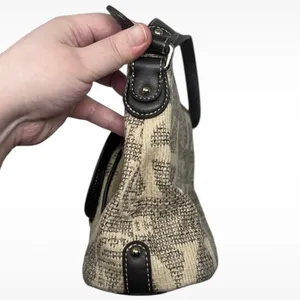 Etienne Aigner All Over Logo Print Shoulder Bag Purse Tan, Brown & Gold Hardware thumbnail 6