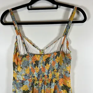 Abercrombie & Fitch Yellow Floral Button Front‎ Smocked Midi Dress Womens Medium thumbnail 9