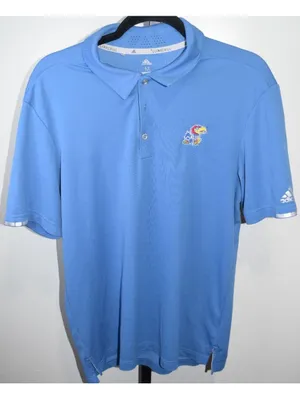Adidas Climachill Golf Polo Mens Medium Blue Kansas Jayhawks Embroidered Logo thumbnail 1