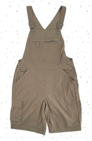Duluth Trading Heirloom Gardening Overall Shorts Taupe Tan Homestead Work Size S thumbnail 1