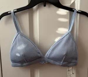 Hollister Light Blue Striped Bikini Top Size Medium thumbnail 1