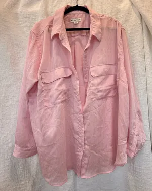 Ava & Viv pink button up blouse  thumbnail 1