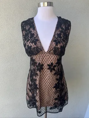 Free people Sheer Black Lace Overlay Mini Dress thumbnail 3