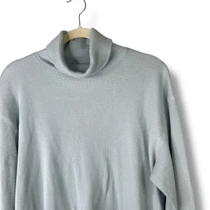 Aritzia TNA Rosedale Powdered Blue Waffle Knit Thermal Turtleneck Pullover Top thumbnail 4