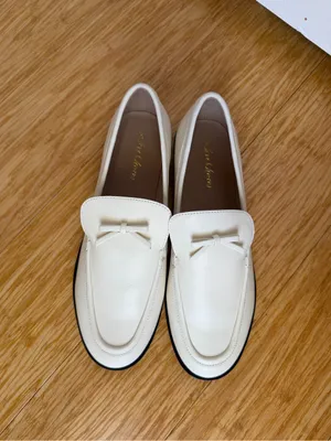 For Love & Lemons Helena Cream Leather Bow Loafers 39 US 8.5 NWOT thumbnail 4