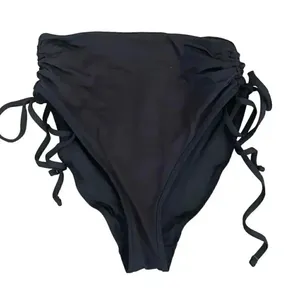 Black Brazilian High Waist Swimming Suit Bottoms Rutched SZ XS thumbnail 5