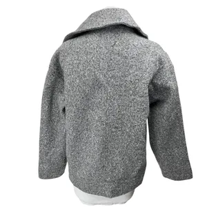 Zara Boucle Women's Gray Asymmetric Zip Collared Oversized Over Coat Jacket Sz S thumbnail 6