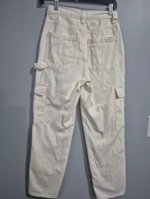 PacSun y2k summer beige Womens Highrise Carpenter cargo white utility Pants 25 thumbnail 6