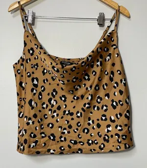 Nasty Gal Leopard Print Cowl Neck Cami Tank Top Women’s XL‎ thumbnail 1