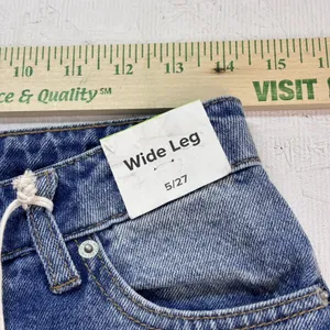 Witty Fox Jeans Women 5/27 Blue Cotton Denim Wide-Leg Travel Faded Stretch thumbnail 5