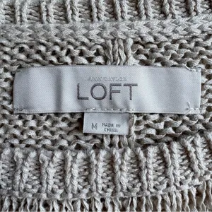 LOFT Light Cream Crew Neck Cable Sweater Size M thumbnail 5