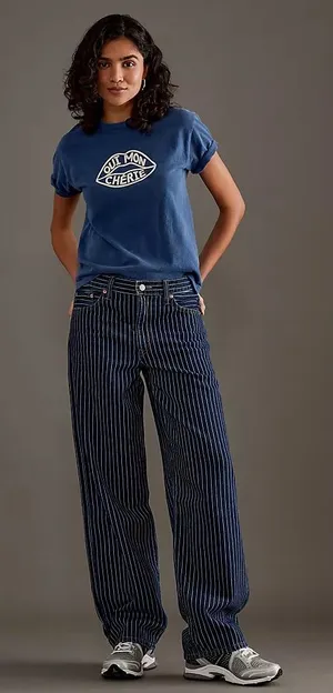 Anthropologie Levi’s Women’s Baggy‎ Pinstriped Dad Jeans Size 30x30 thumbnail 1