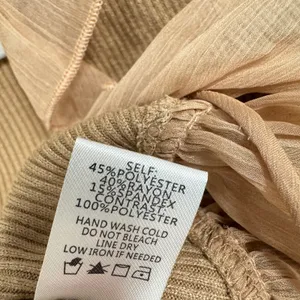 Altar'd State Y2K Inspired Tan Ribbed Ruffle Tie Front‎ Crop Top Long Sleeve Med thumbnail 7