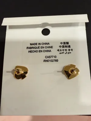 kate spade |♠️| Gold Plated & Crystal Heart Halo Stud Earrings | Small thumbnail 4