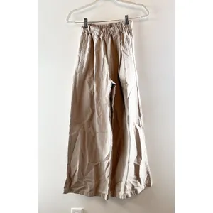 Aerie Pull On Wide Leg Pinstripe Trouser Pants Tan Beige XS thumbnail 2