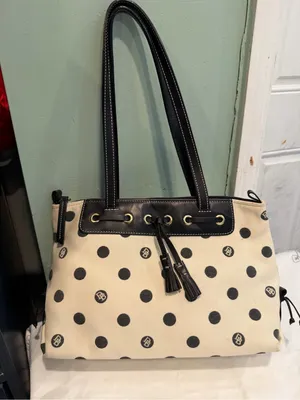 Dooney & Bourke Black and White Polka Dot Tote thumbnail 1