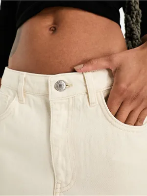 Mango front split denim maxi skirt in beige thumbnail 3