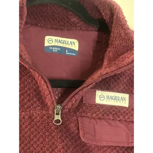 Magellan Outdoors Womens Classic Fit Large Fleece Quarter Zip Pullover Burgundy thumbnail 5