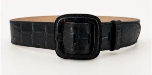 Banana Republic Belt Womens Medium Black Croc Leather Vintage Italian Y2K thumbnail 1