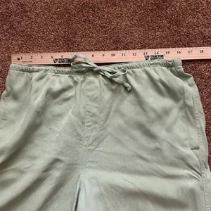 Silk Tommy Bahama Capri Pants Women's Med Macha Green Drawstring Pockets Lagen thumbnail 5