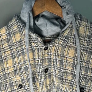 A‎ Peach (A Buckle Brand) Oversized Tweed Hooded Shacket Size Large thumbnail 7