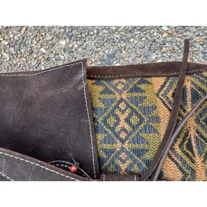 Handmade Malqui Equador Woven‎ Wool Brown Suede Leather Crossbody Shoulder Bag thumbnail 4