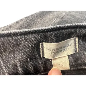 Madewell The Perfect Vintage Straight Jean Womens 26 Black High Rise DM6297 thumbnail 4