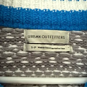 Urban Outfitters Blue and Gray Textured Scout Shrunken Zip-Up Sweater Size S thumbnail 8