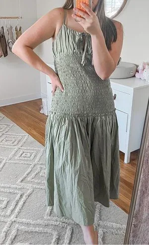 Asos green ruched maxi sun dress thumbnail 1